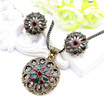 Vintage Women Round Flower Jewelry Sets Flower Earrings Round Pendant Necklace Nigeria Resin Jewelry Sets Bridal Ethnic Jewelry