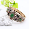 New Arrived Women Flower Turkish Bangle&Bracelet Retro Gold Color Resin Vintage Bangles Cuff Arab Jewelry Pulseiras Feminino