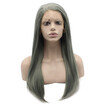 Iwona Synthetic Hair Lace Front Long Straight Green Gray Wig