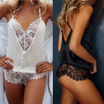 Women Black Lace Sleeveless Bodycon Bodysuit Lingerie Playsuit Romper Jumpsuit