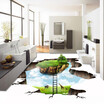 Free Shipping custom 3d floating green island flooring self-adhesive home decoration bathroom flooring wallpaper mural 250cmx200cm