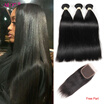 Alot Hair Products Malaysian Straight Wave Lace Closure Remy Weft Hair Weave 4 Bundles Human Hair Bundles With Closure