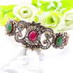 Exquisite Turkish Resin Flower Folding Bracelet Bangle Adjustable Women Vintage Bangle Antique Gold Color Wedding Jewelry Cuff