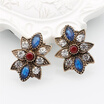 SUNSPICE MS Fashion Women Stud Earrings Ethnic Resin Bridal Jewelry Flower Crystal Earring Antique Gold Color Indian Bijoux Gift