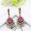 Classic Resin Antique Turkish Earrings Princess Hook Retro Gold Color Drop Earrings Women Jewelry Upscale Fashion India Bijoux