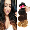 Grade 8A Ombre Peruvian Body Wave Virgin Human Hair Extensions 3 Tone Ombre 1B427 Ombre Body Wave Remy Peruvian Hair Weave Weft