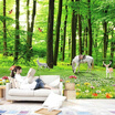Custom 3D Photo Wallpaper Green Forest Cartoon Animals 3D Living Room TV Backdrop Wall Mural Panda Deer Flower Natural Scenery
