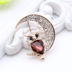 New Arrived Ladies Animal Rhinestone Twilight Brooch Owl Moon Broches Brooches Lapel Pin Jewelry Women Banquet Festival Gift