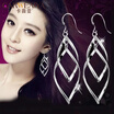 Carweaiya Korean version of the female leaf stylish silver earrings jewelry tassel double twisted earrings