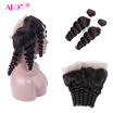 Alot Cheap 7A Brazilian Loose Wave Virgin Hair 2 Bundles Loose Wave With 360 Lace Frontal With Loose Wave Bundles 360 Frontal