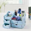 Jinlongxing Glosen DIY desktop storage box office pen holder wood creative multi-function drawer remote control cosmetics jewelry box D9132 blue
