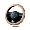 MUNIUREN car steering wheel cover slip slippery sweat spring universal linen ice silk handlebar handle hand braided new beige medium
