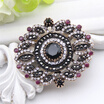 Vintage Turkish Women Flower Brooch Pins Antique Gold Color Resin Jewelry Round Brooches Broches Hijab Scarf Buckle Hat Corsage