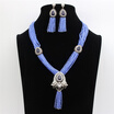 Luxury African Beads Jewelry Set Rhinestone Resin Long Necklace Drop Water Earring Nigeria Wedding Beads Bridal Jewelry Sets