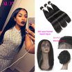 Alot Pre Plucked 360 Lace Frontal With Bundles Indian Straight Hair Virgin Human Hair 360 Lace Frontal Closure Baby Hair