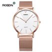 ROSDN Luxury Brand Mens Watch mesh strap women watches Stainless Steel Analog Quartz Watches Women Waterproof Couple wrist watch