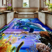 Free Shipping Dazzling dolphin underwater kitchen bedroom 3D floor bathroom living room lobby flooring mural 250cmx200cm