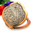 New Key Chain Turkish Women Flower Relief Ethnic Portable Folding Box For Cosmetic Mirror Daily Supplies Antique Gold Jewelry