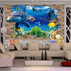 HD Underwater World Dolphins Broken Wall Photo Wallpaper Living Room TV Sofa Backdrop Murals Home Decor Papel De Parede Infantil