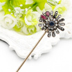 Fashion Turkish Women Flower Hair Sticks Arabia Resin Hairpin Jewelry Antique Gold Color India Bride Comb Tight Updo Hair Clasp