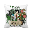 Japan Japanese Green Sexy Geisha Square Throw Pillow Insert Cushion Cover Home Sofa Decor Gift