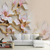 3D Wallpaper HD Embossed Magnolia Flowers Photo Mural Living Room Home Decor Wallpaper Modern Abstract Papel De Parede Floral 3D