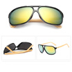 Vintage Bamboo Sunglasses Men Wooden Sun glasses Women Mirror Eyeglasses Personality HD Lens -Black Grey
