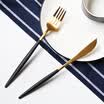 Jia Bai 304 stainless steel steak fork two sets of black gold series CF1621