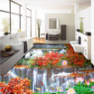Free Shipping hotel bedroom living room decoration waterfall figure lotus waterproof floor wallpaper mural 250cmx200cm