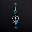 Sexy Girl Crystal Flower Belly Button Heart-Shaped Pendant Athena Sign Body Piercing Jewelry Anti Allergic Belly Dance Jewelry