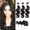 Malaysian Virgin Hair With Closure 4pcs Lot Malaysian Body Wave Hair Bundles with Lace Closure Malaysian Wave Hair With Closure