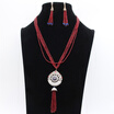 New Beaded Jewelry Sets Bead Chain Long Necklace Beads Tassel Earring Antique Gold Color Turkish rhinestone Pendant jewelry