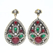 Classic Turkish Women Flower Resin Drop Earrings Antique Gold Color Ethnic Round Bridal Wedding Jewelry India Vintag Earrings