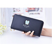 Womens Cross Grain Long Clutch Wallet with Rabbit Ear Rivet PU Leather Wallet PU Leatherrse
