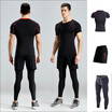 2018 new fitness clothing three suits sports short-sleeved quick-drying T-shirt gym training running fast dry clothing men