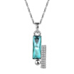 GIFT OF LOVE strip-shaped water blue Pendant Necklace Made with Swarovski Crystals by Italy Designer