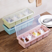 Wanshijia seasoning box with spoon rice white transparent seasoning jar plastic flip four grid cruet small tasting box JD-NG-16