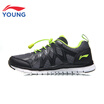 Li Ning childrens shoes boys&girls Tongyun technology shock absorption running shoes big children wear non-slip running shoes sports shoes YKFN044-5 deep iron gray standard black 33