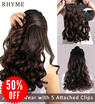 Rhyme 23" Light Brown Full Head One Piece Curly Wave Hair Extensions 5clips Clips in Synthetic Wig Pieces for GirlWoman
