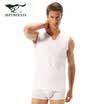 Seven wolves bottoming short-sleeved mens T-shirt cotton fashion Heinz collar wide shoulder sports vest 98824 black XL