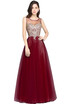 Tulle Beaded Crystal Long Prom Evening Bridesmaid Dress Cocktail Pageant Cocktail Formal Gown