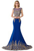 Lace Applique Royal Blue Mermaid Prom Dresses Burgundy Sleeveless Evening Gowns