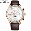 GUANQIN Watch Mens sports Casual fashion Quartz watches Mens Leather Watch Mens Watch