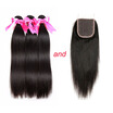 Nig Cute Hair Peruvian Straight Virgin Hair Weaves 3 Bundles with Lace Closures Unprocessed Peruvian Remy Human Hair Extensions