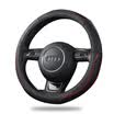 MUNIUREN leather car handle steering wheel cover strong&durable four seasons universal car cover B black medium