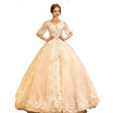 Palace Princess Plus Size Illusion Bodice Tiers Floor Length Ball Gown Wedding Dress
