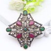 High Quality Turkish Star Brooch Pins Hollow Resin Antique Gold Color Brooches Broches Women Hijab Lapel Scarf Pins Jewelry