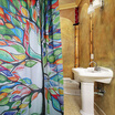 Waterproof Polyester Shower Curtain Colorful Tree Pattern with 12 Plastic Hooks
