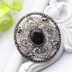 Turkish Round Badge Brooch For Women Hollow Flower Symmetric Heart Design Rhinestone Brooches Broches Ethnic Arabesque Jewelry