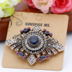 Hot Vintage Turkish Women Flower Resin Antique Brooch Ethnic Retro Rhinestone Corsage Jewelry Indian Bohemia Hijab Lapel Pins